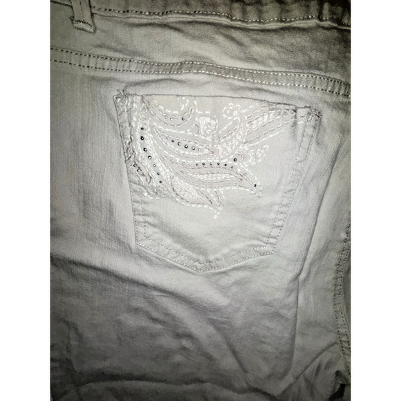 Gloria Vanderbilt Capris Womans 16 Tan Aiden Skimmer Stretch Bling Embroidery - Picture 7 of 11
